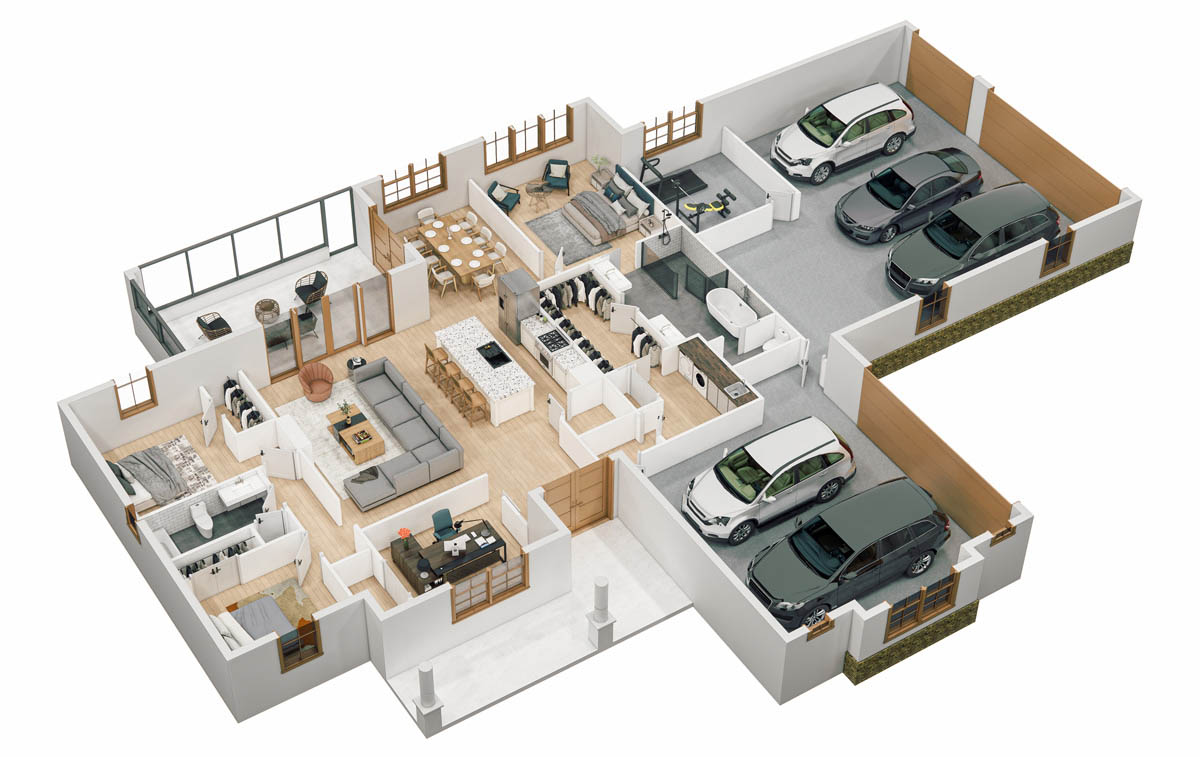 3D Floor Plan 1 3D Home Rendering