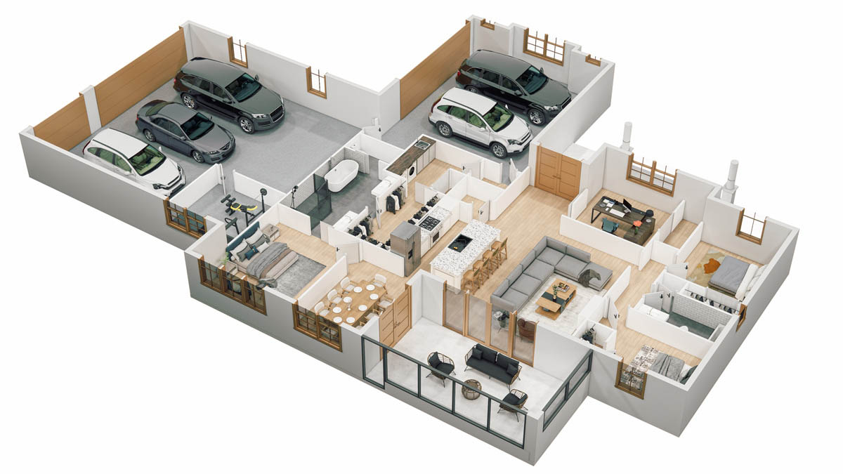 3D Floor Plan 2 3D Home Rendering