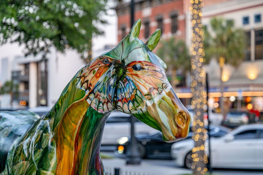 A painted horse in downtown Ocala. 